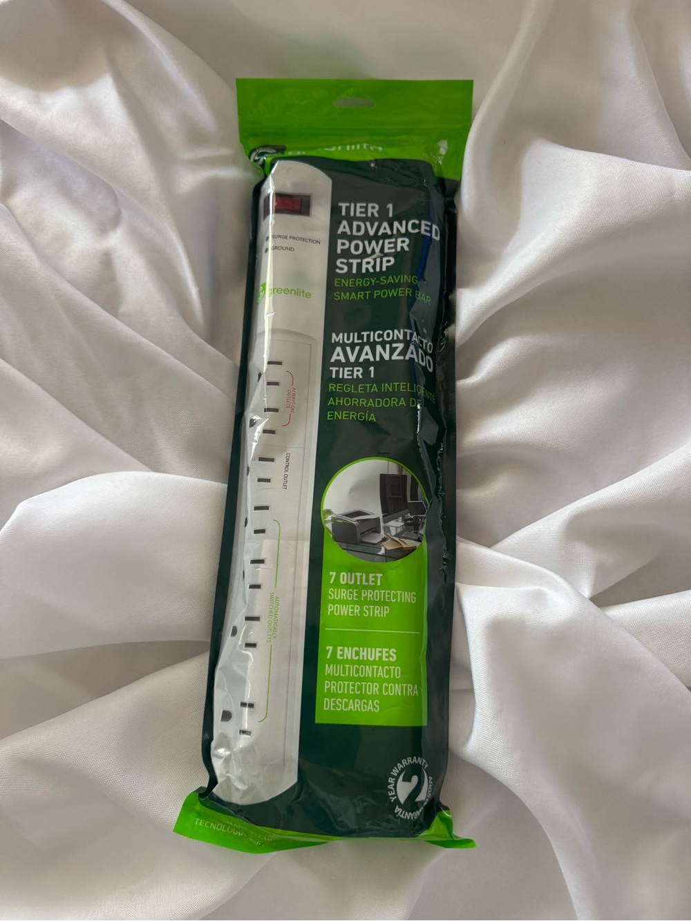 Advanced Power Strip Surge Protector - White/Green